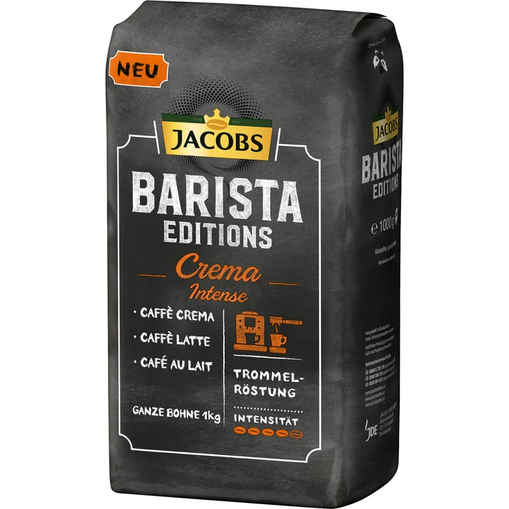 Jacobs Barista Editions Crema Intense, Bohnenkaffee, ganze Bohnen, Röstkaffee, Kaffeebohnen, 1000 g – Bild 1