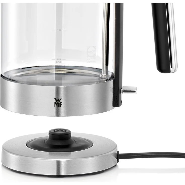 WMF Lono Wasserkocher Glas (3000 W, 1,7l, Schott Duran Glas, Kalk-Wasserfilter) cromargan matt-silber – Bild 2