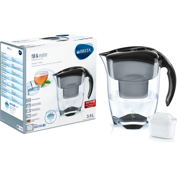 BRITA Wasserfilter Elemaris XL schwarz, inkl. 1 MAXTRA+ Filterkartusche – großer Wasser-Genuss durch die zuverlässige Reduzierung von Kalk und Chlor im Leitungswasser – Bild 5