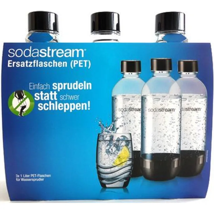 SodaStream PET Flasche 1 Liter, 3er Pack schwarz
