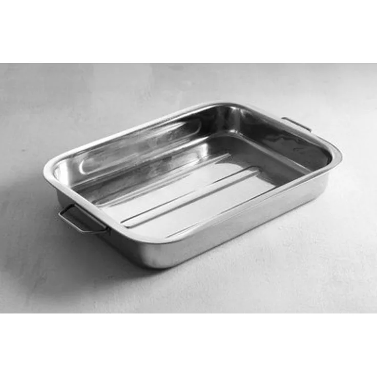HENDI Bräter, Temperaturbeständig von -40° bis 250°C, mit Griffen, nur für Ofen, nicht geeignet für direkte Erhitzung, Edelstahl, 330x310x(H)60mm