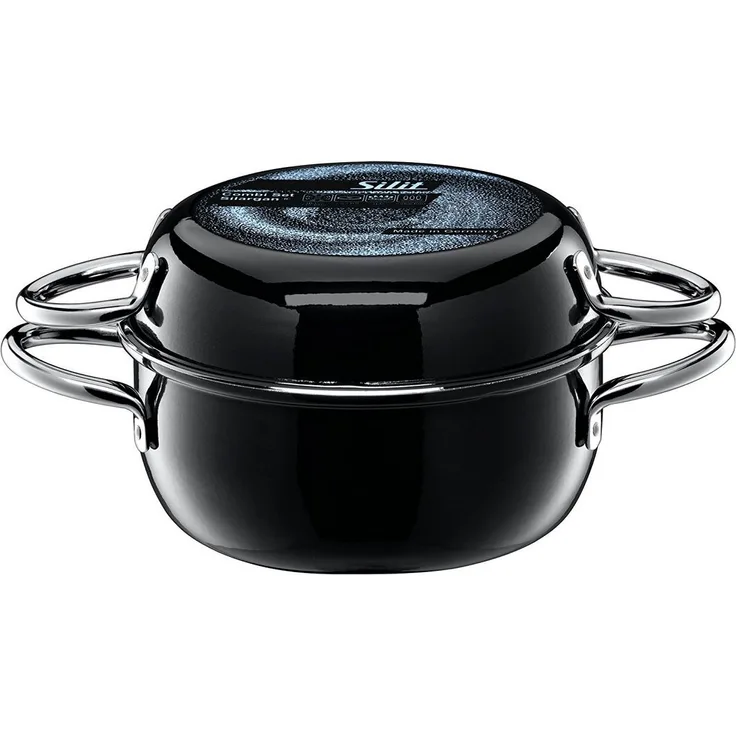 Silit CombiSet Topfset 2-teilig Kochtopf Deckel Pfanne, Silargan Funktionskeramik, Schüttrand, induktionsgeeignet, spülmaschinengeeignet, schwarz 2,5l