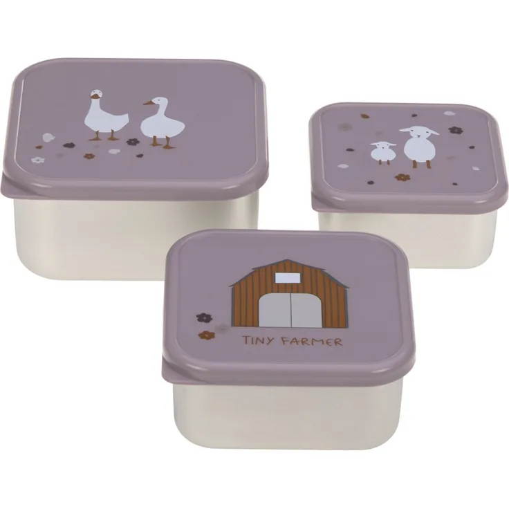 Lässig Snackbox Stainless Steel 3 pcs assorted Tiny Farme (2 Farben) Lilac