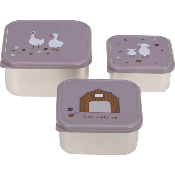 Lässig Snackbox Stainless Steel 3 pcs assorted Tiny Farme (2 Farben) Lilac