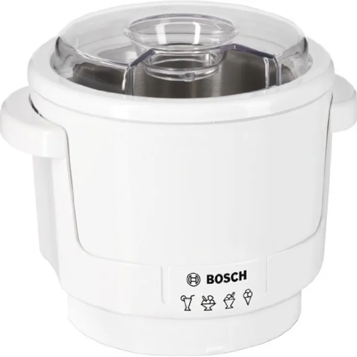 Bosch MUZ5EB2 Eisbereiter (400 W, passend für Bosch Küchenmaschinen MUM5, doppelwandig, max. 550 ml Eis, Rührwerkzeug) weiß