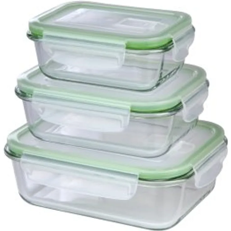 GOURMETmaxx 06527 Glas-Frischhaltedosen ''Klick-it'' | 6 Teile | Geeignet für Mikrowelle, Gefrierschrank und Spülmaschine | Transparent