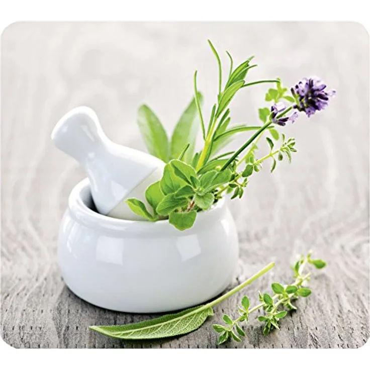 WENKO Multi-Platte Kräutergarten - für Glaskeramik Kochfelder, Schneidbrett, Gehärtetes Glas, 56 x 0,5 x 50 cm, mehrfarbig