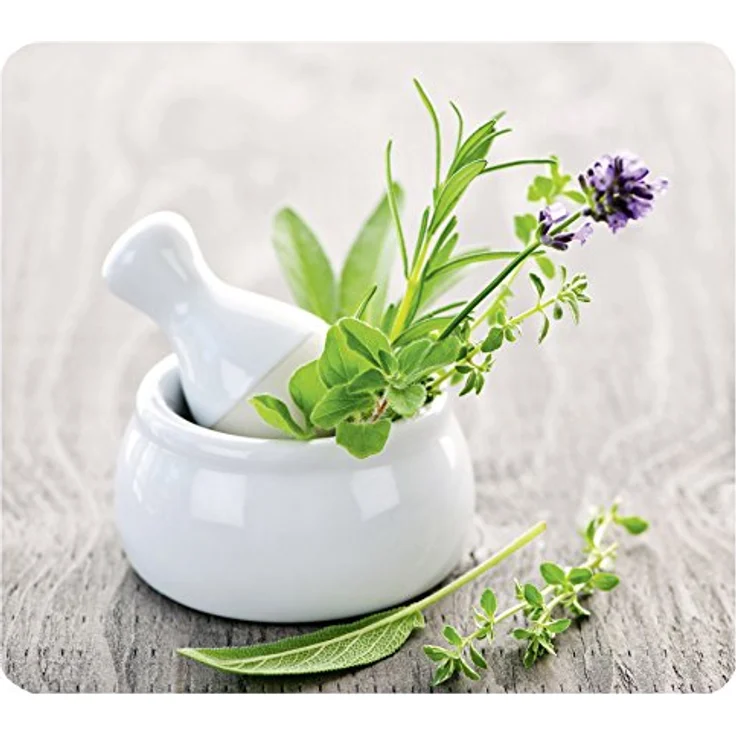 WENKO Multi-Platte Kräutergarten - für Glaskeramik Kochfelder, Schneidbrett, Gehärtetes Glas, 56 x 0,5 x 50 cm, mehrfarbig