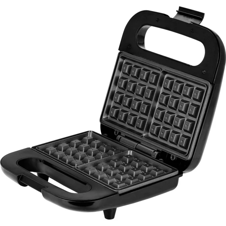 MPM MGO-39M Waffeleisen Professional für 2 Dicke belgische Waffeln, antihaftbeschichtete Platten, automatische Temperaturregelung, Edelstahlgehäuse, 1000W, Negro-Plata, 2 Gofres – Bild 1