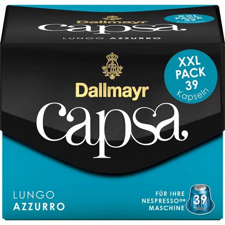 Dallmayr Capsa Lungo Azzurro XXL Nespresso Kompatibel Kapsel, Röstkaffee, Kaffee, 39 Kapseln, 218 g