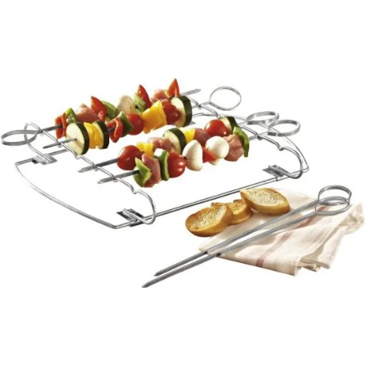 G S D Haushaltsgeräte 30 508 Grillset Halter mit Schaschlikspießen, Edelstahl