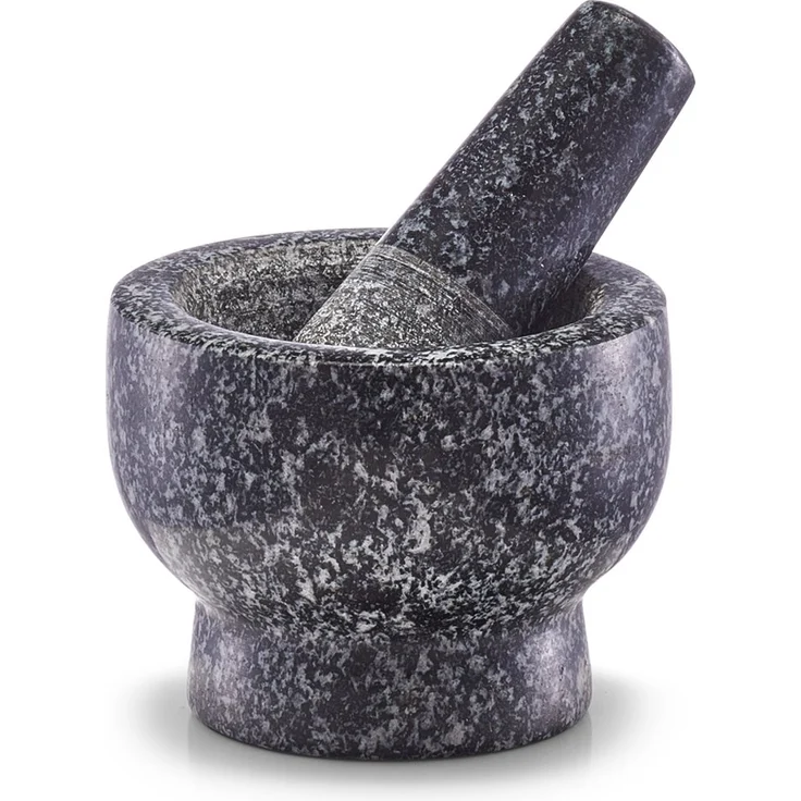Zeller 24504 Mörser und Stößel-Set, Granit, anthrazit, ca. 9 x 9 x 6,5 cm – Bild 1