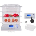 KeMar Kitchenware Dampfgarer KFS-950, 800 Watt, Touch Display, 6 automatische Programme, 3 separate Dämpfkörbe, 9 Liter, Timer, Reisschale, Warmhaltefunktion, weiß