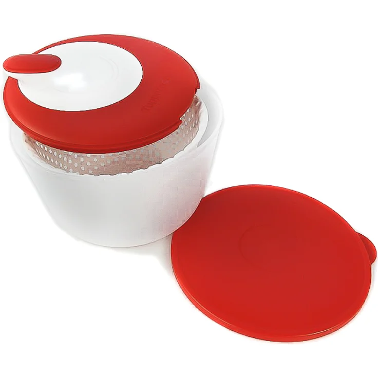 TUPPERWARE Salatschleuder Salat-Karussell 3,8L rot-weiß D226 Salatkarussell – Bild 1