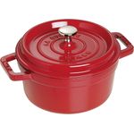 Staub 1102206 Cocotte-Bräter, rund mit Deckel 22 cm, 2,6 L, mit mattschwarzer lierung im Inneren des Topfes, kirsche