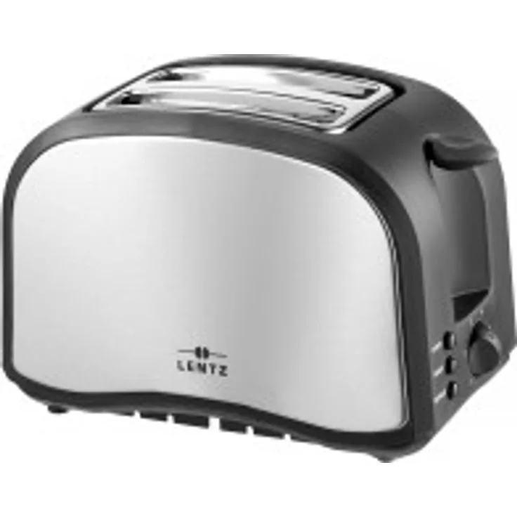 Lentz 2-Scheiben-Toaster 800W, 6 Bräunungsstufen, Auftau-, Aufwärmfunktion, silber schwarz