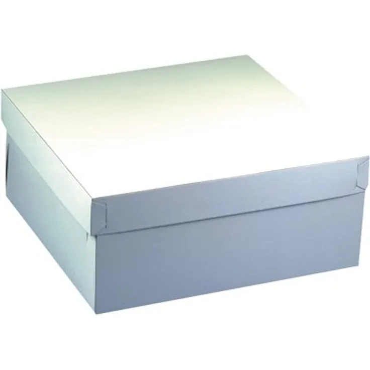 Papstar Tortenkarton - Kuchenkarton weiß, eckig 10 Stück, mit Deckel, hergestellt aus Pappe, 30 x 30 x 13 cm, Stärke 600 g-m², lebensmittelecht, #18857