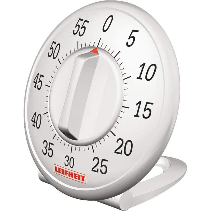 Leifheit Kurzzeitmesser ComfortLine-Serie, praktischer Küchentimer bis 60 Minuten, Eieruhr mit gut lesbarer Minutenskala, Kitchen timer benötigt keine Batterien, Küchenuhr, weiß