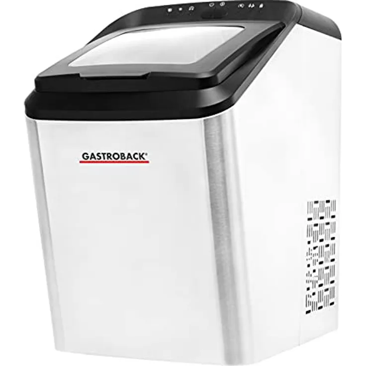 Gastroback 41143 Bartender Pro Eiswürfelbereiter, 2,8 Liter Wassertank, schwarz, edelstahl