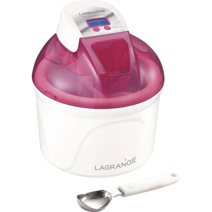 Lagrange 409001 Eismaschine 12 W LCD-Display Behälter 1,5 l himbeere