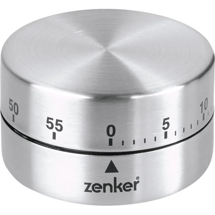 Zenker Kurzzeitwecker, Durchmesser 65 mm Zylinder Patisserie, hochwertiger Küchenwecker aus Edelstahl, Kurzzeitmesser mit magnetischem Boden, Wecker bis 60 min einstellbar, praktischer Timer, Farbe: silber