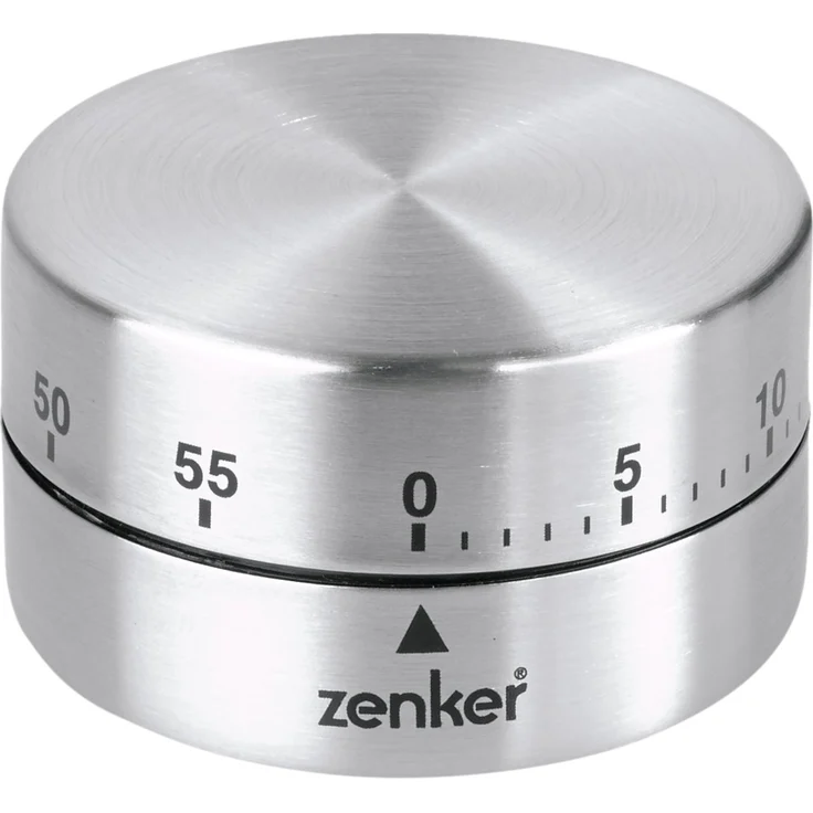 Zenker Kurzzeitwecker, Durchmesser 65 mm Zylinder Patisserie, hochwertiger Küchenwecker aus Edelstahl, Kurzzeitmesser mit magnetischem Boden, Wecker bis 60 min einstellbar, praktischer Timer, Farbe: silber – Bild 1