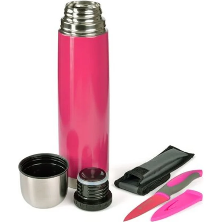 Gräwe Isolierflasche mit Messer THERMOHOME, 1 l, pink – Bild 1