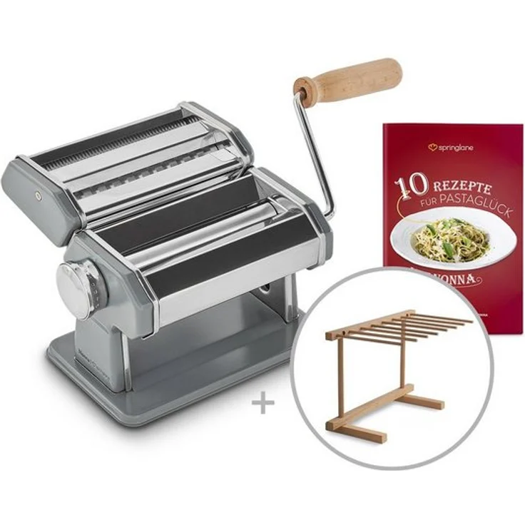 Springlane Nudelmaschine Nonna inkl. Rezeptheft & Nudeltrockner Grau