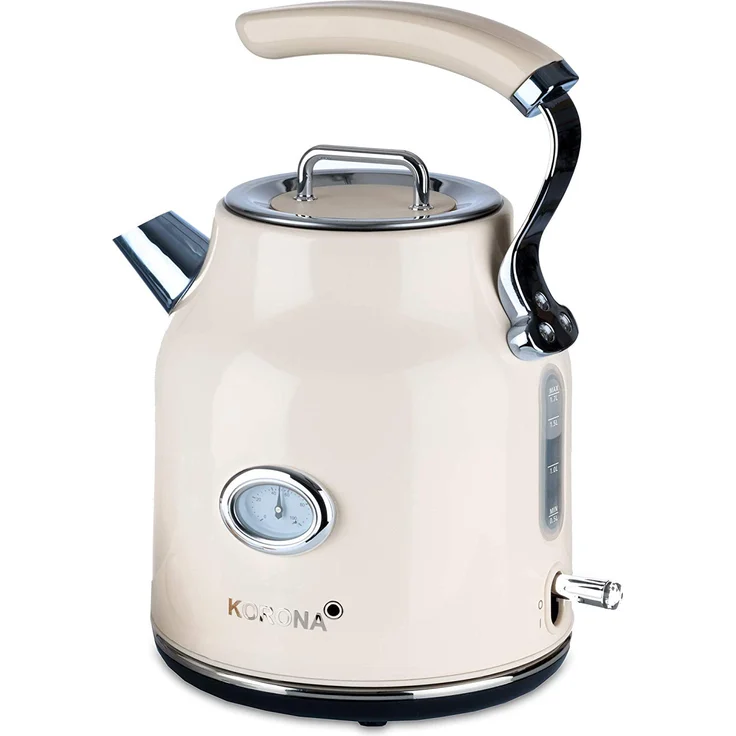 Korona 20666 elektrischer Wasserkocher, Creme, 1,7 Liter, 2.200 Watt, Kalkfilter, Dampf-Stopp, Trockengeh-Schutz, heißes Wasser, Tee und Kaffee – Bild 1