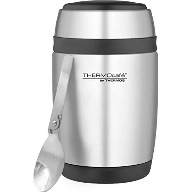 Thermos 400 ml, Edelstahl, gebogen, Speisebehälter mit Löffel