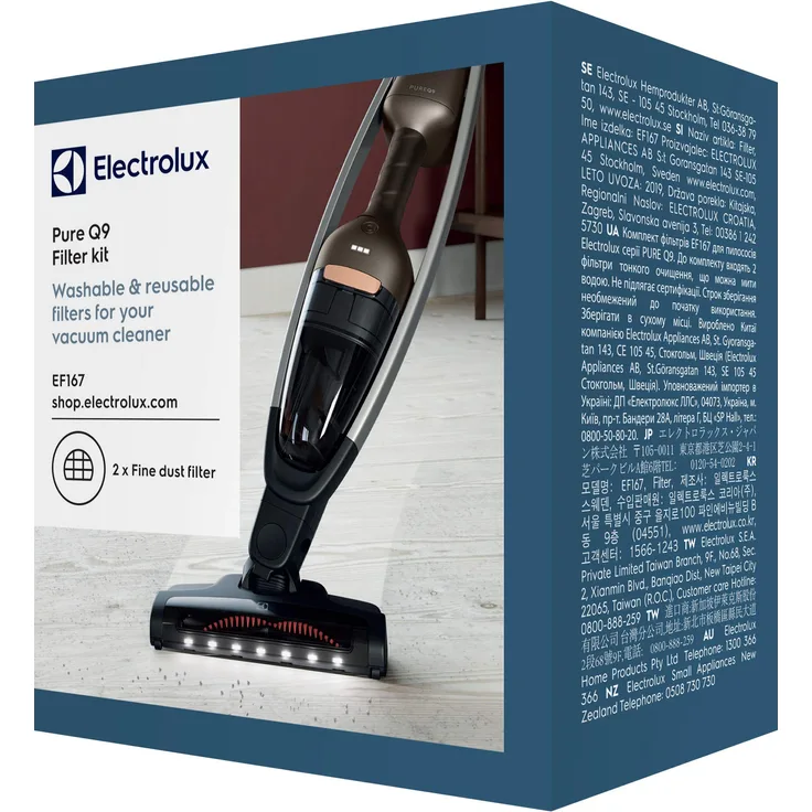 Electrolux EF167, Filterset für Q9 (Doppelpack, 2 waschbare Vormotorfilter, optimale Filtrationsleistung, einfache Reinigung, regelmäßiger Filtertausch), schwarz