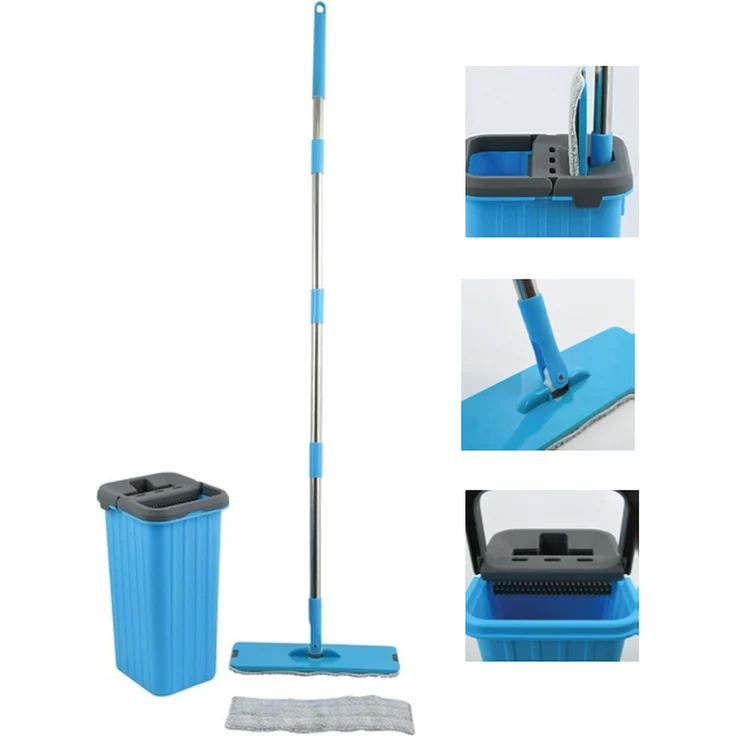MSV Touchless Mop Selbstreinigungssystem Wischmopp inkl. Eimer 4 Liter Reinigung für alle Arten von Böden Fliesen Parkett Linoleum Laminat | Ersatzmop