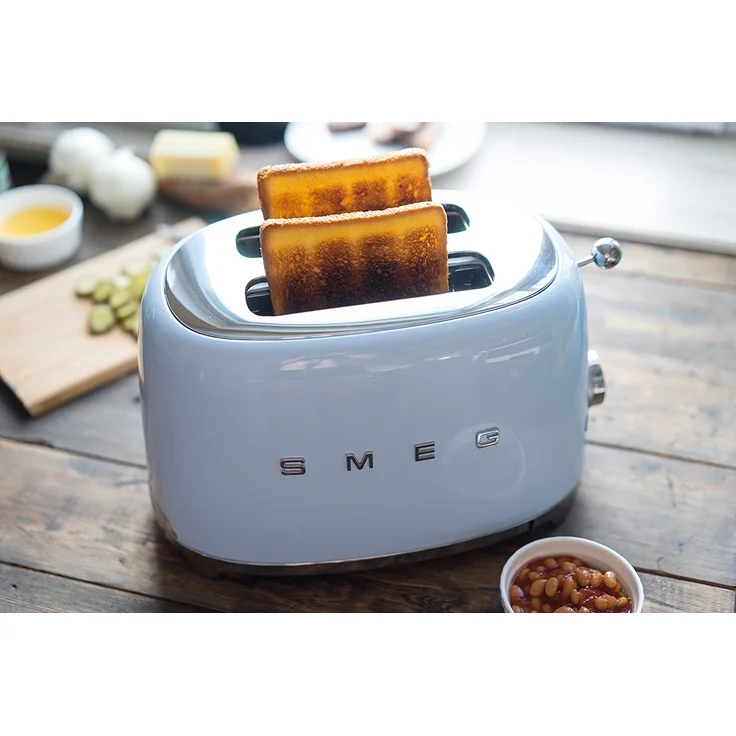 Smeg TSF01 PBEU Doppelschlitztoaster, 950W, 6 Bräunungsstufen, blau – Bild 6