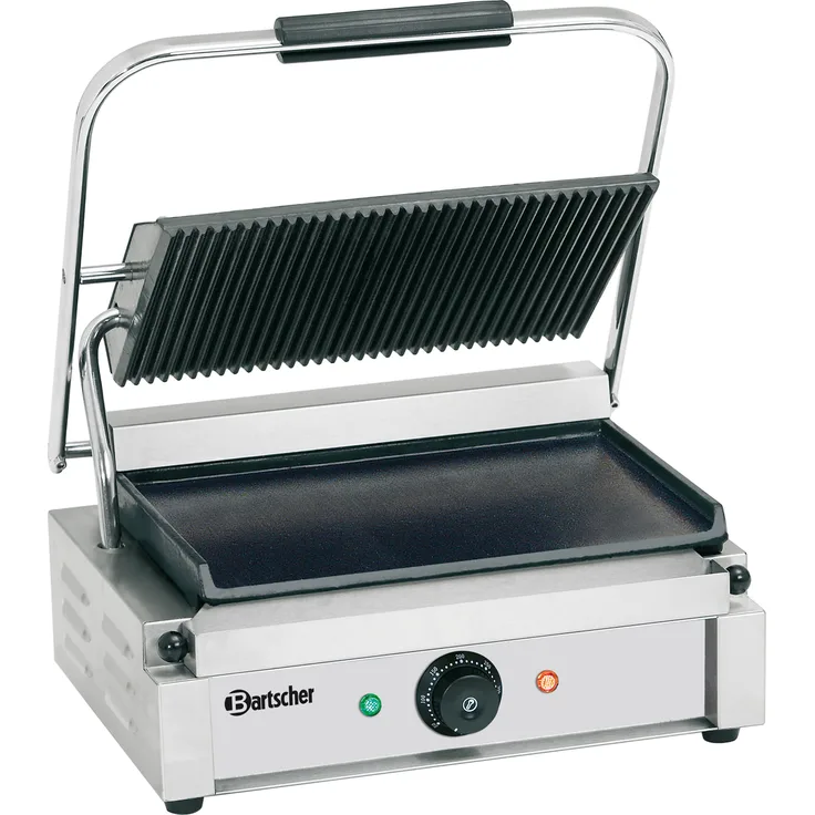 Bartscher A150676 Kontaktgrill, 33,5 x 23 cm, Gusseisen-Grillplatten, 2200 Watt