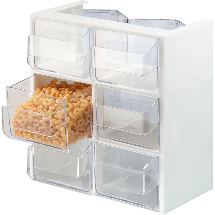 Westmark Schüttengehäuse mit 6 Schütten, Füllmenge je Schütte: 1 Liter, Kunststoff, 26,5 x 16,6 x 26,8 cm, Venezia, Weiß-Transparent, 78052240