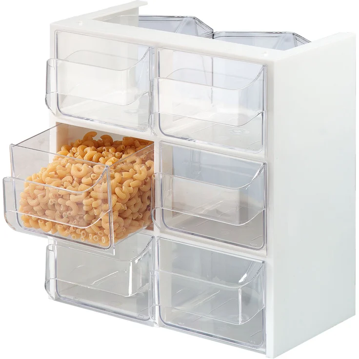 Westmark Schüttengehäuse mit 6 Schütten, Füllmenge je Schütte: 1 Liter, Kunststoff, 26,5 x 16,6 x 26,8 cm, Venezia, Weiß-Transparent, 78052240