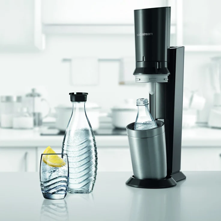 SodaStream Crystal 2.0 titan Wassersprudler mit 1 Glaskaraffe (Füllmenge: 0,6 Liter) und 1 Kohlensäure-Zylinder (Standard-Zylinder) – Bild 4