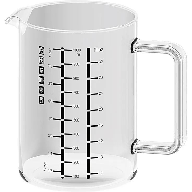 BOHEMIA CRISTAL Messbecher mit Henkel. 1l