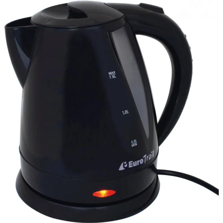 Eurotrail Wasserkocher, 900W, 1,5 Liter ,230 V, Aluminium, Kunststoff, schwarz