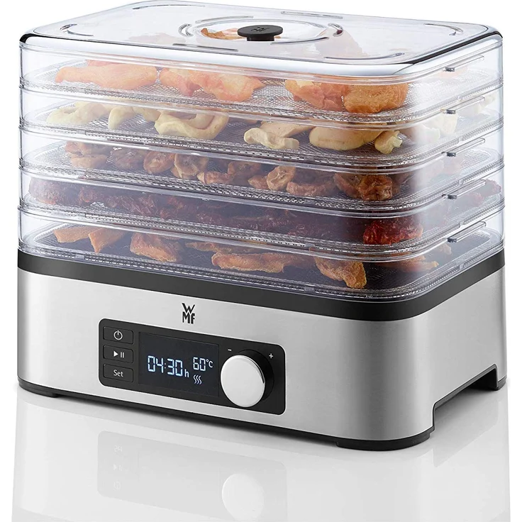 WMF Küchenminis Dörrautomat Edelstahl, Dörrgerät mit 5 Einlegefächern, 30-70°C, 250 Watt, 24h-Timer, Obsttrockner, Dehydrator, 2 Boxen, Müsliriegelform, bpa-frei – Bild 2