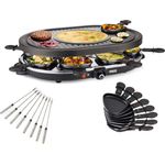 Raclette mit Gabeln für 8 Personen mit Crêpefläche Elektro Tischgrill Raklett