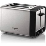 Bosch TAT5P420DE DesignLine Kompakt-Toaster, Auftau-Aufwärmfunktion, versenkbarer Brötchenaufsatz, Abschaltautomatik, 970 W, Edelstahl