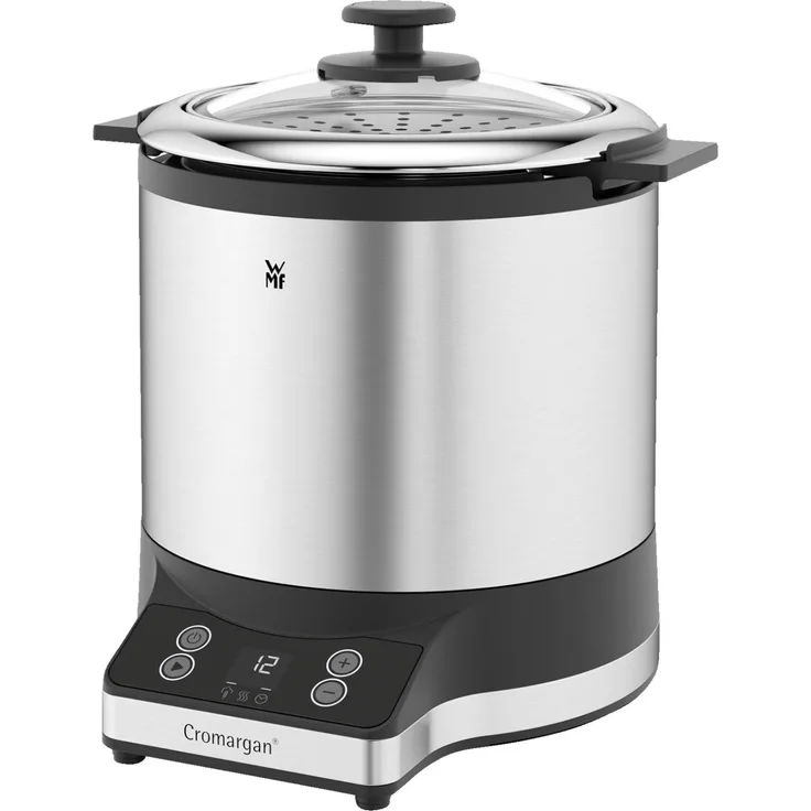 WMF Küchenminis Reiskocher, 220 W, mit Lunch-to-go-Box, Damfgarer, platzsparend, Innentopf mit To-Go-Deckel, 1,0l Volumen, cromargan matt