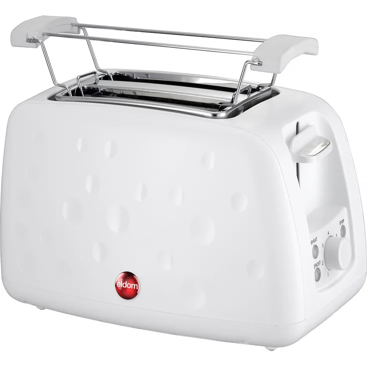Eldom TO245B Toaster, 900W, Krümelschublade, Cool-Touch-Gehäuse, Auftaufunktion, weiß