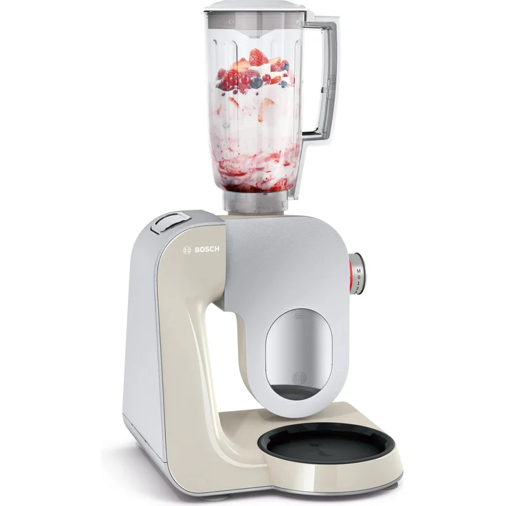 Bosch MUM58L20 CreationLine Küchenmaschine mit Planetenrührwerk 1000W, 3,9 L Schüssel, 7 Geschwindigkeiten, inkl. Patisserie-Set, Durchlaufschnitzler und Standmixeraufsatz, mineralgrau-silber, Serie: MUM5 – Bild 5