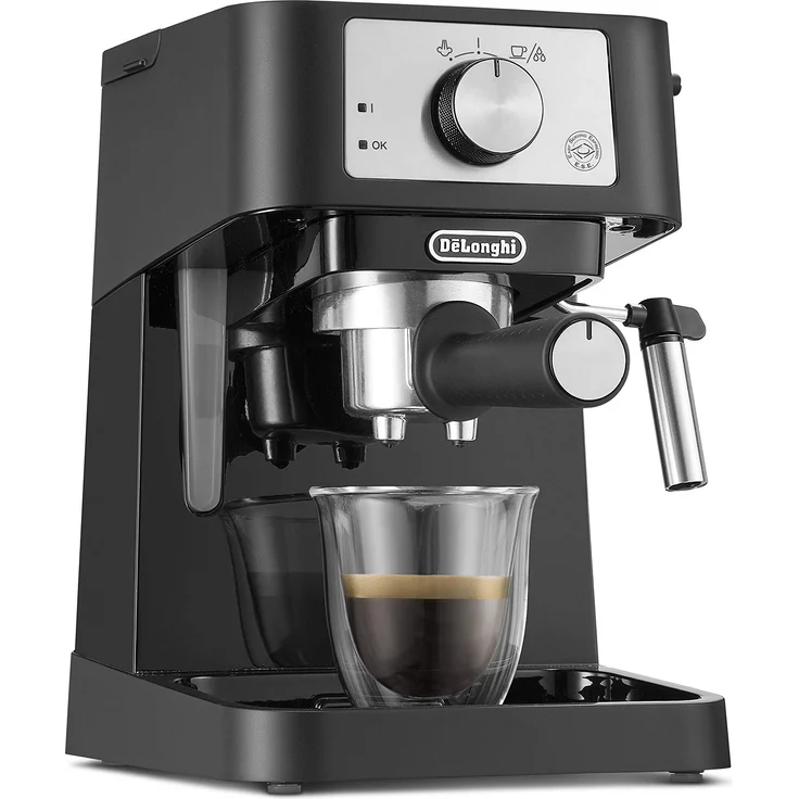 De'Longhi Siebträger EC 260.BK Traditionelle Siebträgermaschine mit professioneller Edelstahl-Milchaufschäumdüse, für Espressopulver ESE Pads geeignet, 15 bar, 1,0 l, schwarz – Bild 1