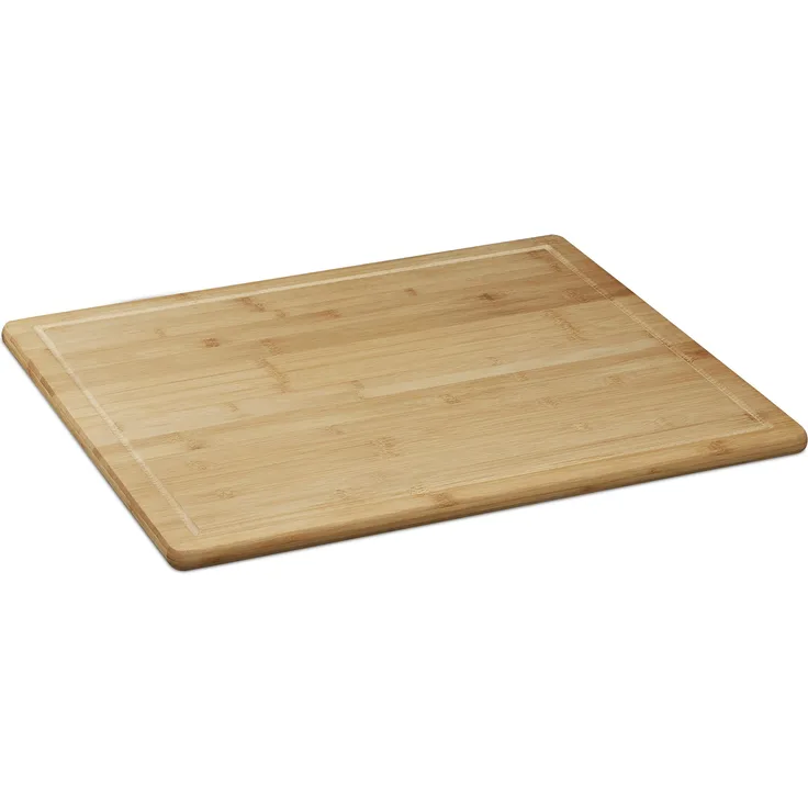 Relaxdays Schneidebrett Bambus, antibakteriell, Saftrille, Küchenbrett oder Herdabdeckung, HBT: 2 x 56,5 x 50 cm, natur