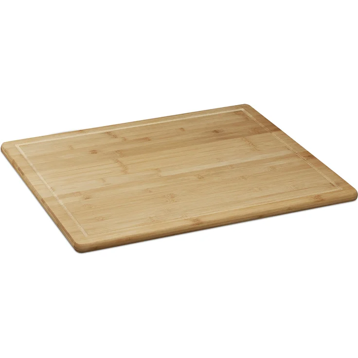 Relaxdays Schneidebrett Bambus, antibakteriell, Saftrille, Küchenbrett oder Herdabdeckung, HBT: 2 x 56,5 x 50 cm, natur – Bild 1