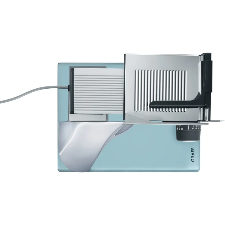 Graef Vivo V 20 Allesschneider, 170W, elektrisch, freitragend, 170 mm Wellenschliffmesser, gezahntes Edelstahlmesser, inkl. MiniSlice-Aufsatz, Kindersicherung, silber – Bild 3