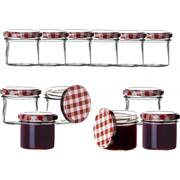 Thats Shopping 12x Einmachgläser 125 ml für Pasteurisierung TO 66 Marmelade